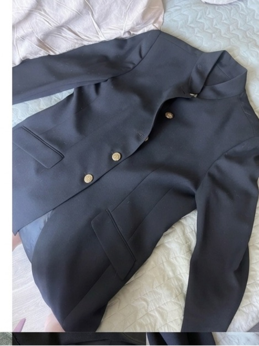 ~vintage~ Dana Buchman (size 14) long Blazer with shoulder pads (perf condition)